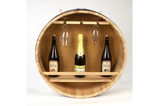 Weinregal aus Holz Wand Flaschenregal Weinständer Weinfass rustikal 64*64*20cm